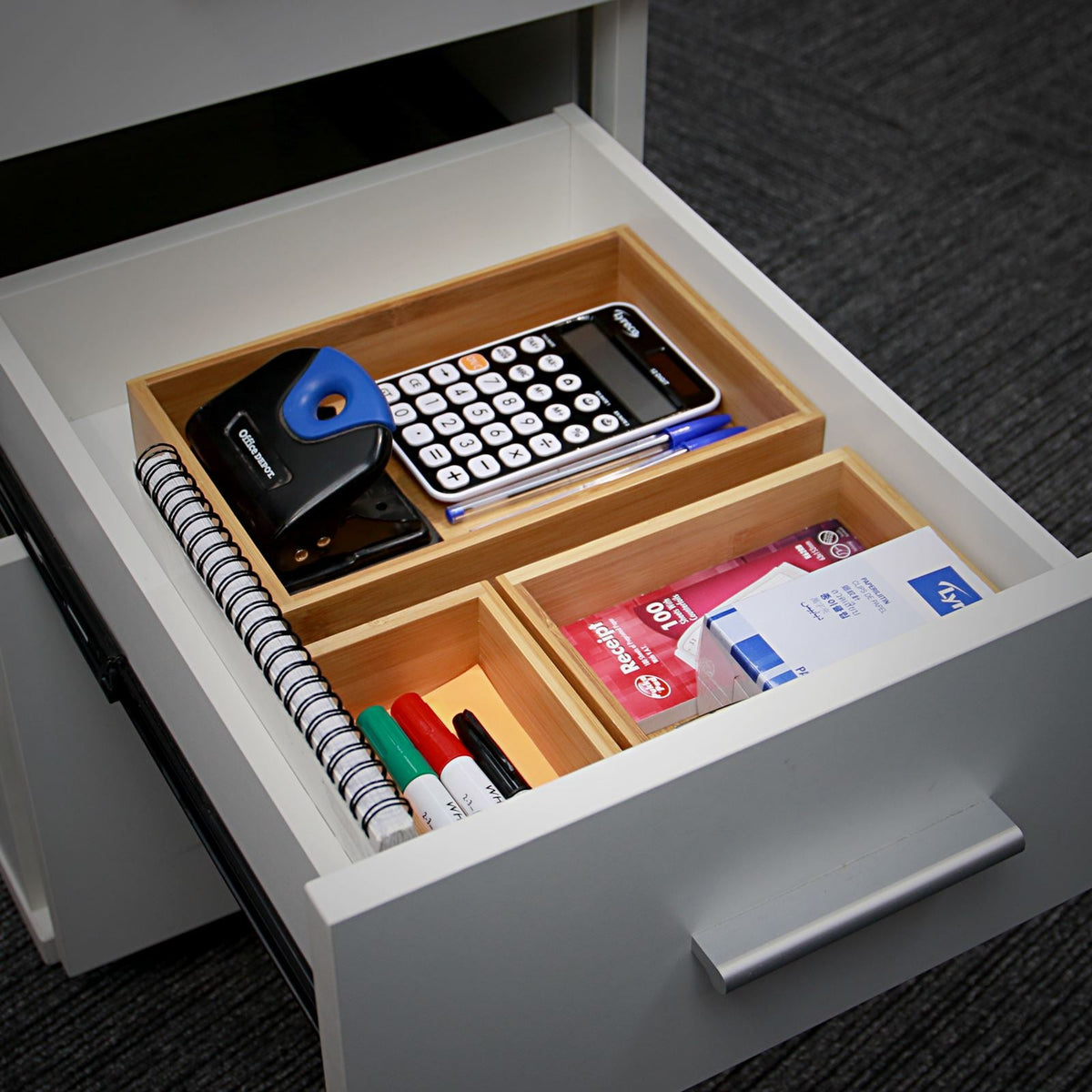 M&W Bamboo Drawer Organiser – 5-Piece Set
