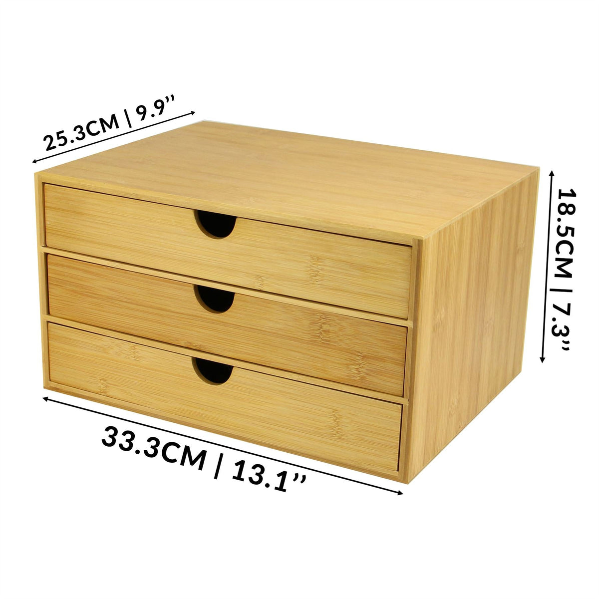 M&W Bamboo Desktop Organiser – 3 Drawers