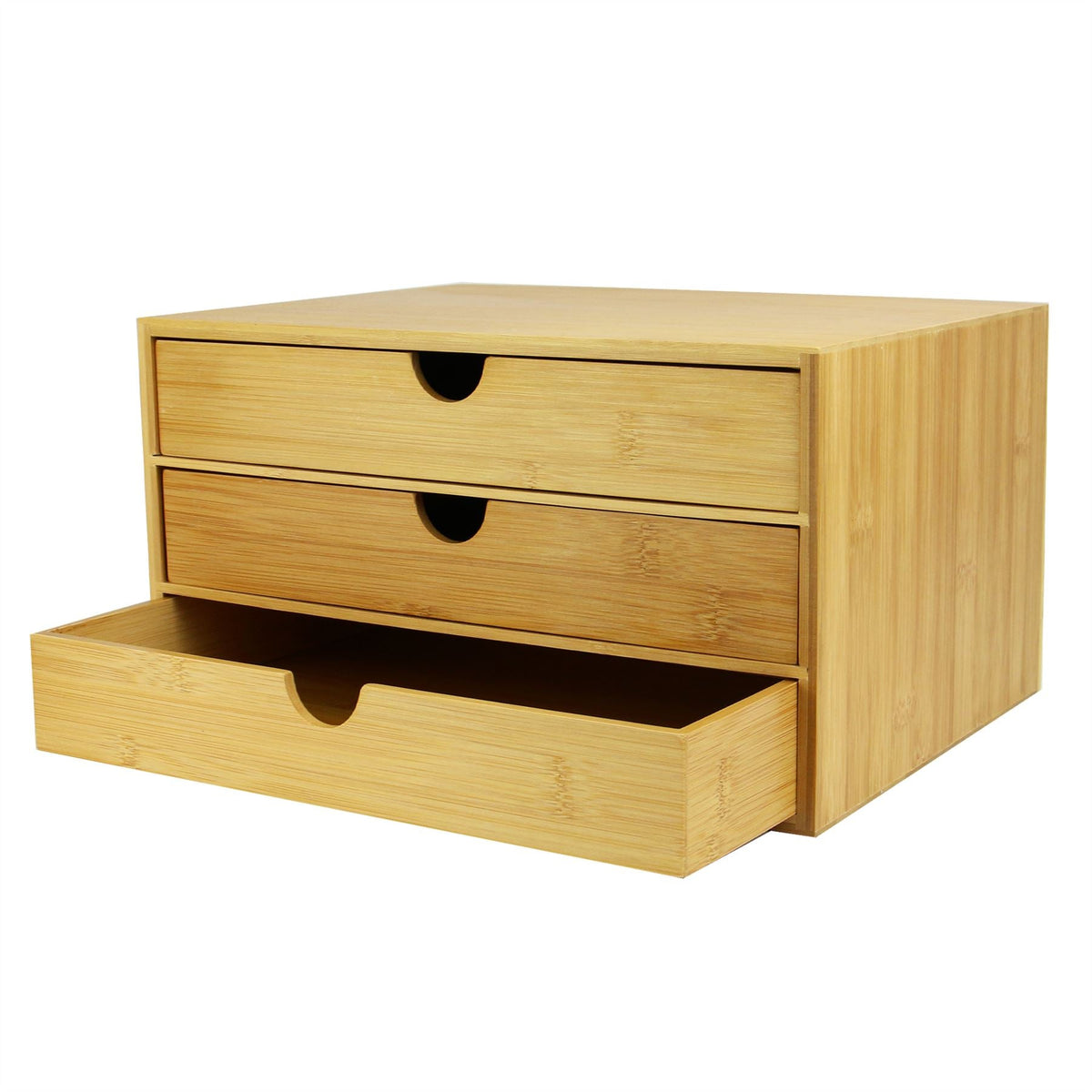 M&W Bamboo Desktop Organiser – 3 Drawers