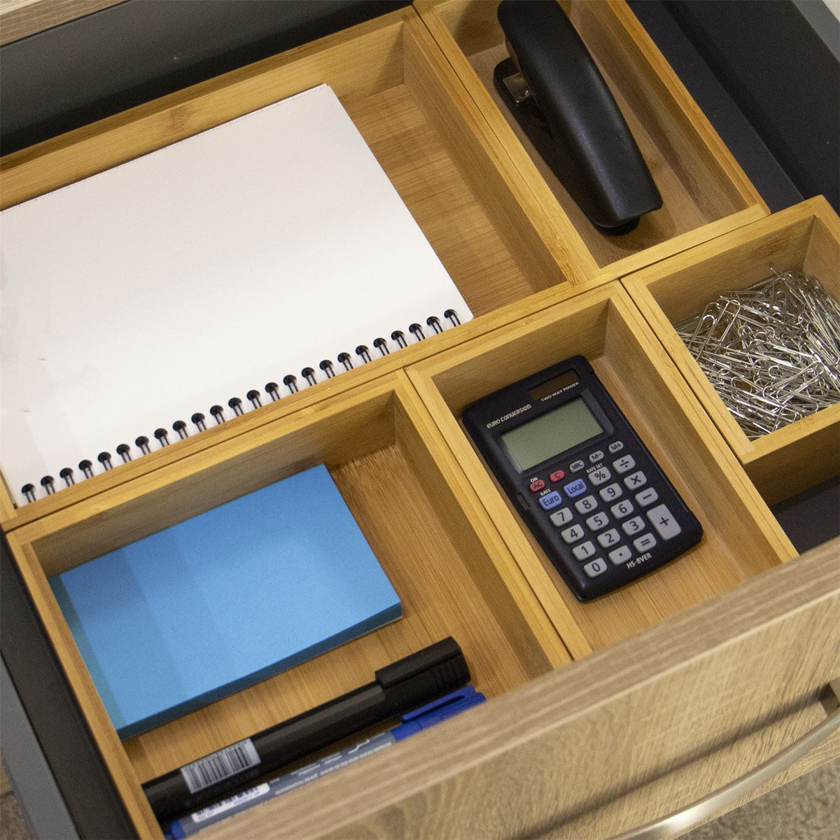 M&W Bamboo Drawer Organiser – 5-Piece Set