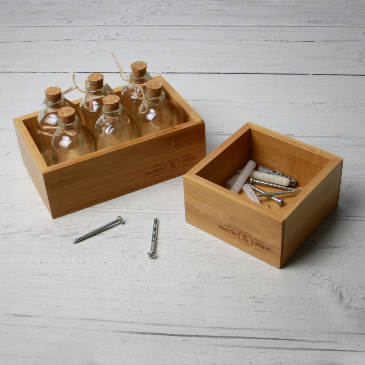 M&W Bamboo Drawer Organiser – 5-Piece Set