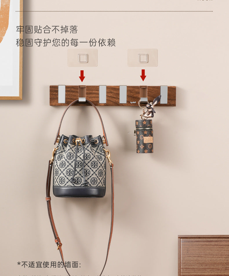 Door Hook Punch-free Clothes Bag Storage Rack Bedroom Door Wood Grain Clothes Hook Storage Door Hanger